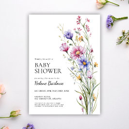 WildblomModern Rustic Boho Blommigt Baby Shower Inbjudningar