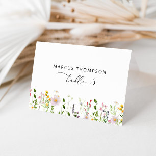 Wildblommoderna Calligraphy-platskort Bordsnummer