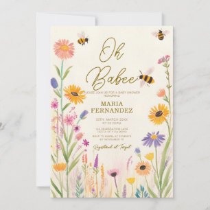 WildblommOh Babee Mamma till Bee Baby Shower Inbjudningar
