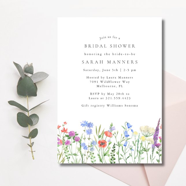 WildblomMöhippa Inbjudningar (Wildflower Bridal Shower Invitation)