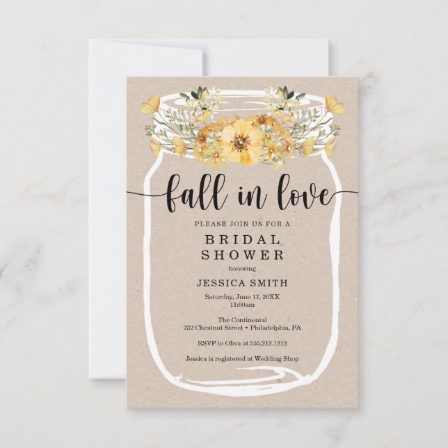 WildblomMöhippa Mason Burk Gult Inbjudningar (Framsida)