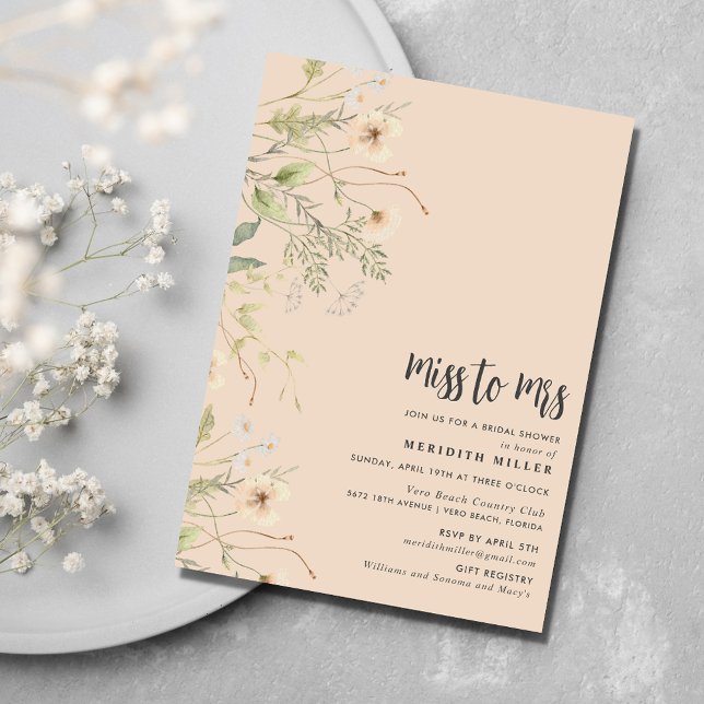 WildblomMöhippa Party Inbjudningar (Wildflower Bridal Shower Party Invitation)
