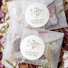 Wildblommonogram konetti åt mig att falla bröllops runt klistermärke