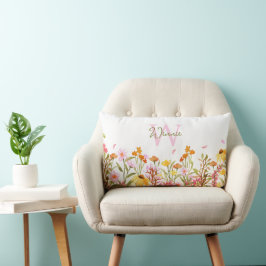 Wildblommonogram Lumbar Pillow Lumbarkudde