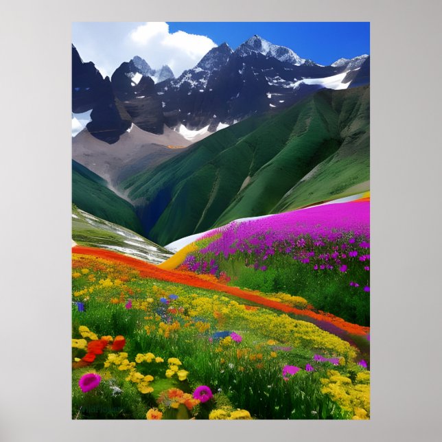 Wildblommor AI Fantasy Digital Art Print Ligge Poster (Framsidan)