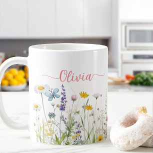 Wildblommor Anpassningsbar namn Kaffemugg