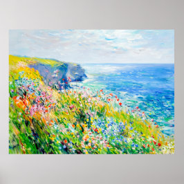 Wildblommor av Cliff Impressionist Kusten Poster