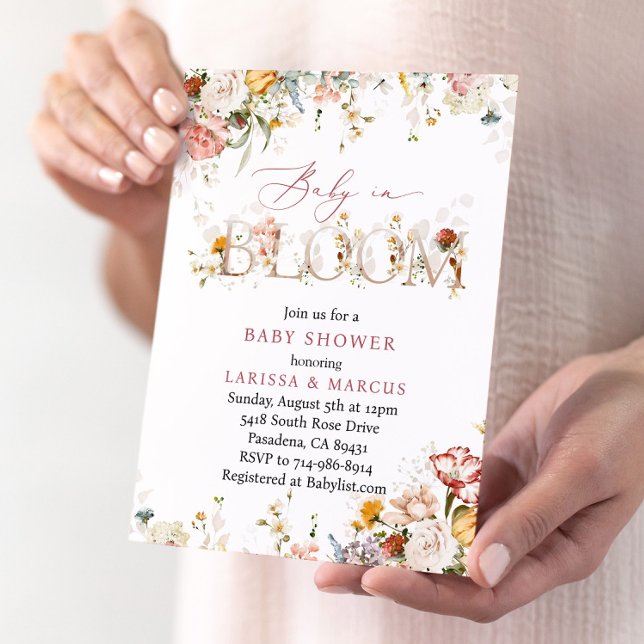 Wildblommor Baby i babyskor för blommor Inbjudningar (Skapare uppladdad)