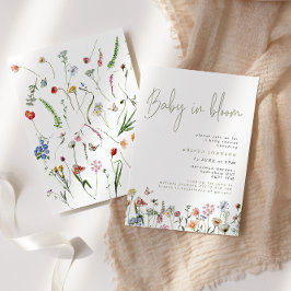 Wildblommor Baby i BLOMMHUS-inbjudan Inbjudningar