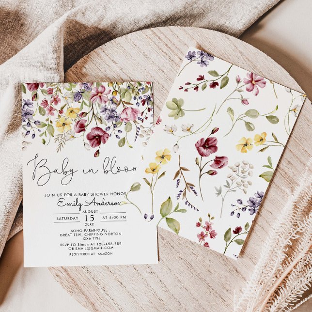 Wildblommor Baby i BLOMMHUS-inbjudan Inbjudningar (Skapare uppladdad)