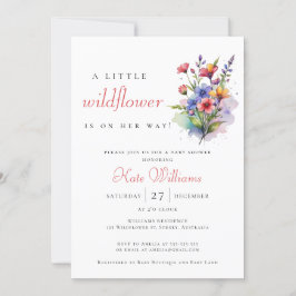 Wildblommor Baby i blommigt med blommor och vatten Inbjudningar