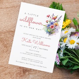 Wildblommor Baby i blommigt med blommor och vatten Inbjudningar