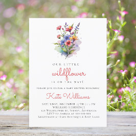 Wildblommor Baby i blommigt med blommor och vatten Inbjudningar