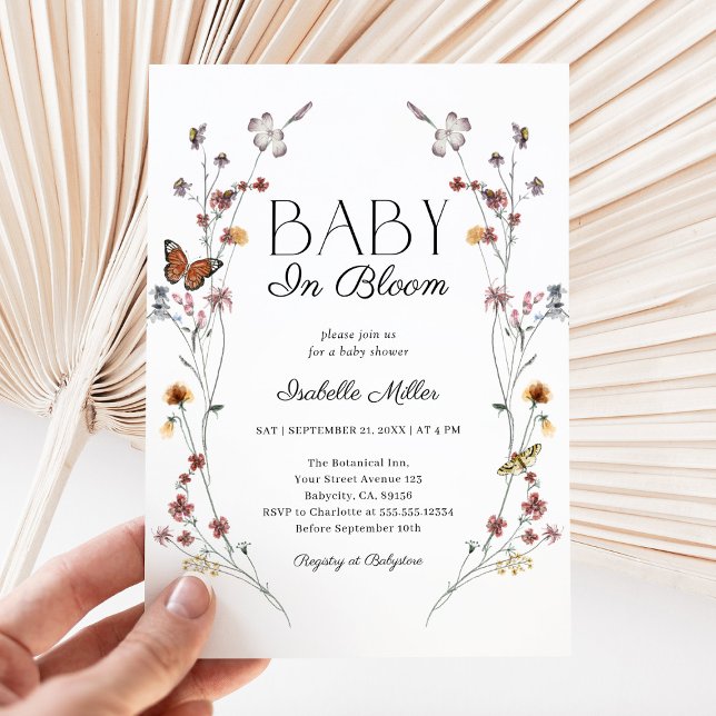 Wildblommor Baby i Bloom Baby Shower-inbjudan Inbjudningar (Skapare uppladdad)