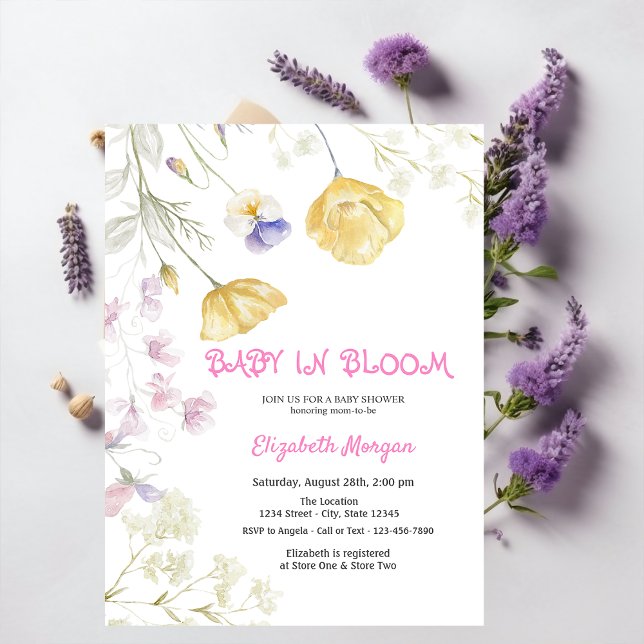 Wildblommor Baby i Bloom Baby Shower Inbjudningar (Skapare uppladdad)