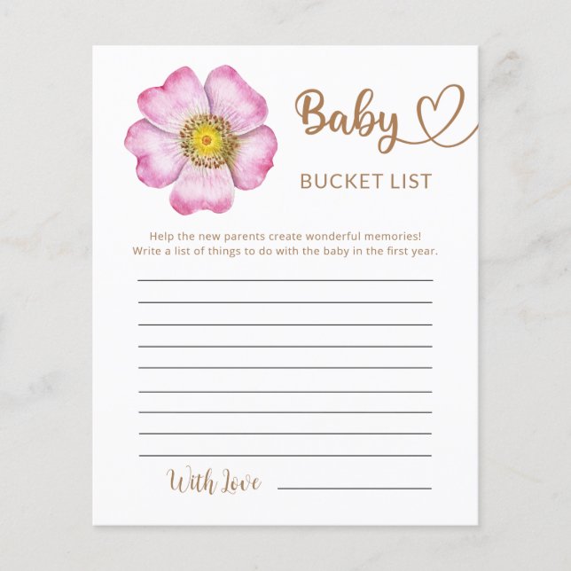 Wildblommor Baby i bloom Baby Shower List List (Framsida)