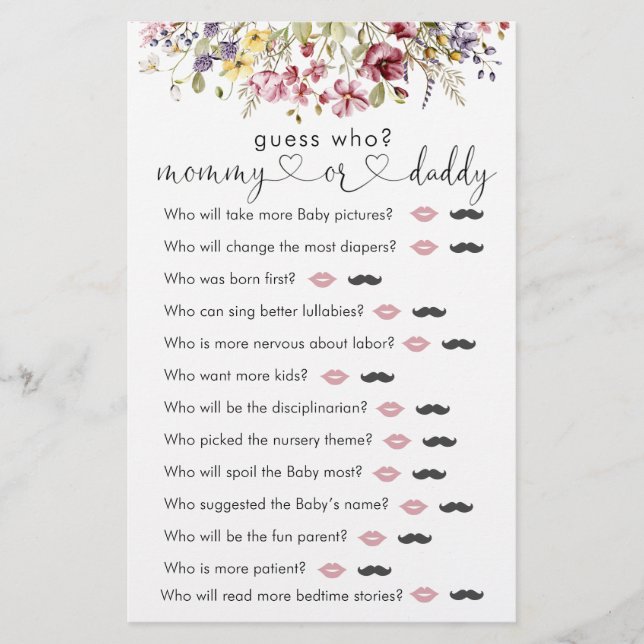 Wildblommor Baby i Bloom "gissa vem"-spelet (Framsida)