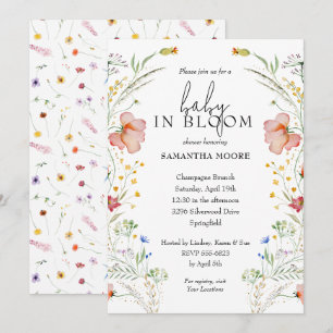 Wildblommor Baby i Bloom Shower Inbjudningar