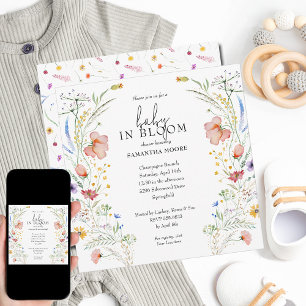Wildblommor Baby i Bloom Shower Inbjudningar