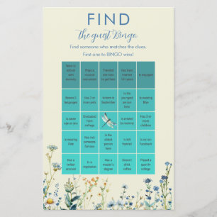 Wildblommor baby i bloombabydusch Bingo-spel