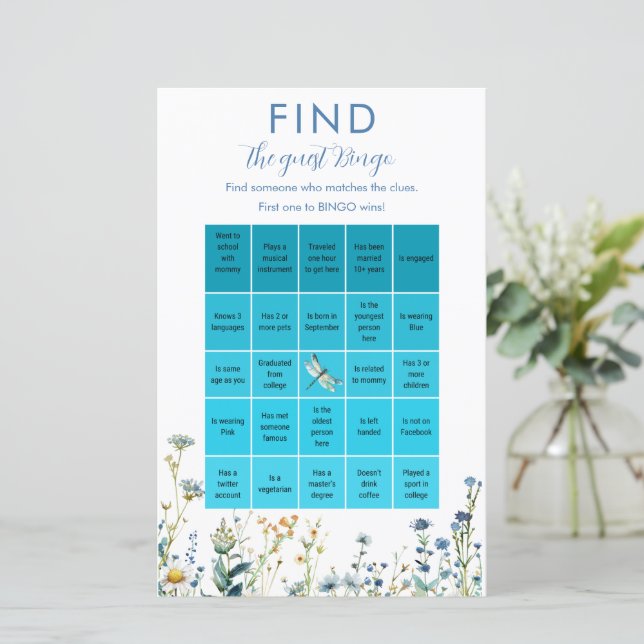 Wildblommor baby i bloombabydusch Bingo-spel (Stående Fram)