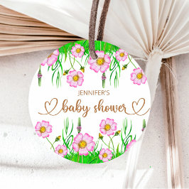 Wildblommor baby i bloombabyduschen gåvor etiketter