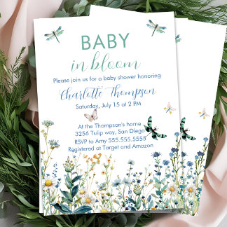 Wildblommor baby i bloombabyduschen inbjudningar
