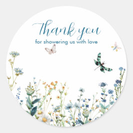 Wildblommor baby i bloombabyduschen runt klistermärke