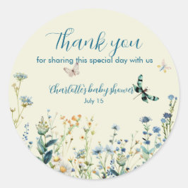 Wildblommor baby i bloombabyduschen runt klistermärke