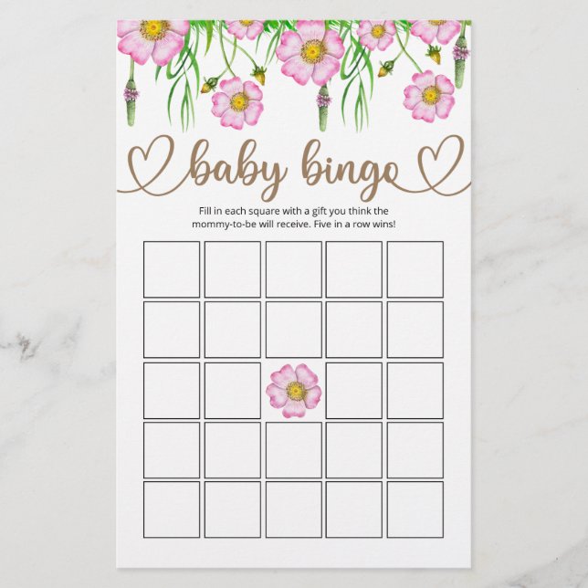 Wildblommor Baby i bloombabyskor, bingo-spel (Framsida)