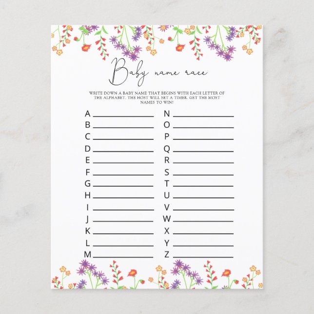 Wildblommor Baby namn tävling (Framsida)