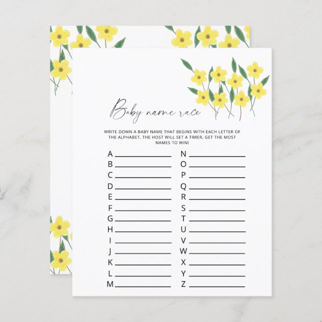 Wildblommor Baby namn tävling (Fram/baksida)