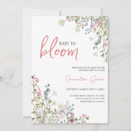 Wildblommor Baby Shower Inbjudningar