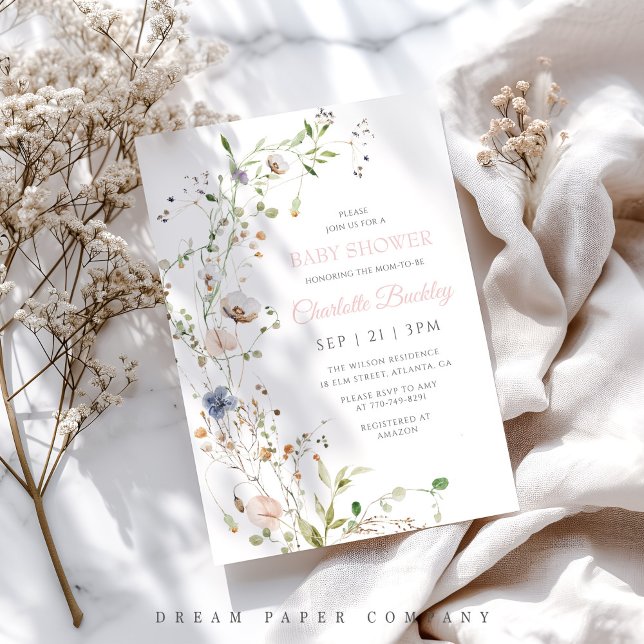  Wildblommor Baby Shower Inbjudningar (Skapare uppladdad)