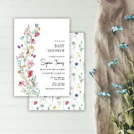 Wildblommor Baby Shower Inbjudningar