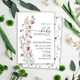 Wildblommor Baby Shower Inbjudningar
