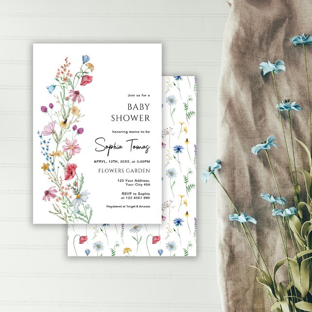 Wildblommor Baby Shower Inbjudningar (Skapare uppladdad)