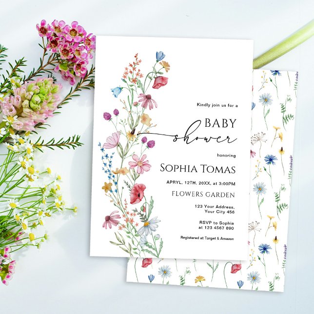 Wildblommor Baby Shower Inbjudningar (Skapare uppladdad)