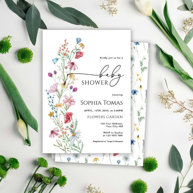 Wildblommor Baby Shower Inbjudningar (Skapare uppladdad)