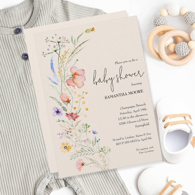 Wildblommor Baby Shower Inbjudningar (Skapare uppladdad)