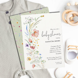Wildblommor Baby Shower Inbjudningar