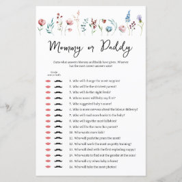 Wildblommor Baby Shower Mamma eller pappa Game