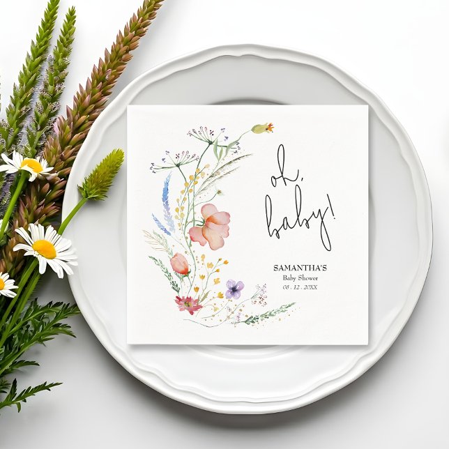 Wildblommor Baby Shower Pappersservett (Oh, Baby! Wildflowers Baby Shower Napkins)