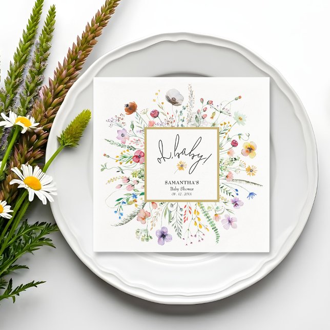 Wildblommor Baby Shower Pappersservett (Oh, Baby! Wildflowers Baby Shower Napkins)