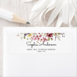 Wildblommor Baby Shower Returadress Etikett
