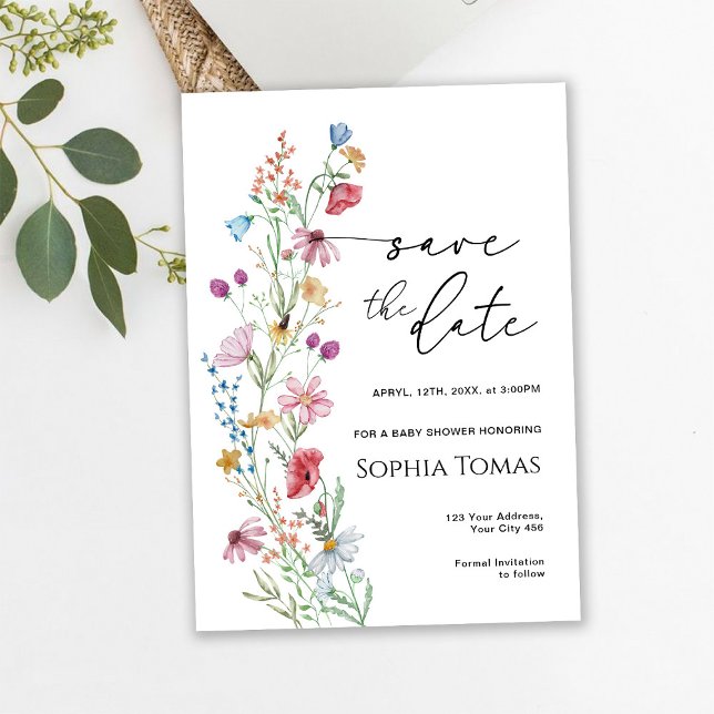 Wildblommor Baby Shower Spara Datumet (Skapare uppladdad)