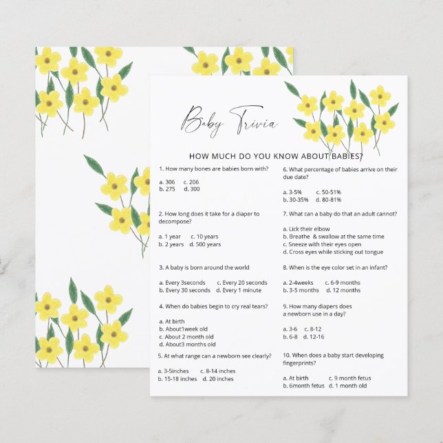 Wildblommor Baby Trivia | Barnstödsspel (Fram/baksida)