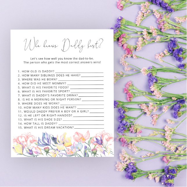 Wildblommor, babydusch.. Vem vet vad pappa spelar? (Skapare uppladdad)