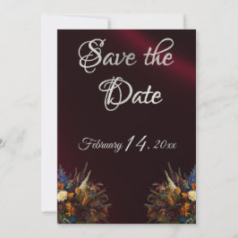 Wildblommor, band och foto - Burgundy Spara Datumet