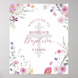 Wildblommor Baptism Välkommen Poster